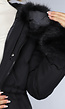 Zwarte Gewatteerde Winterjas met Bontkraag