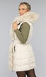 Beige Lange Bodywarmer met Capuchon