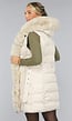 Beige Lange Bodywarmer met Capuchon