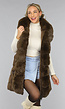 Lange Faux Fur Camel Bodywarmer met Riem