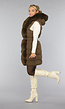 Lange Faux Fur Camel Bodywarmer met Riem