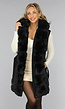 Lange Zwarte Gewatteerde Faux Fur Bodywarmer