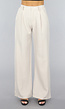 Beige Wide Leg Pantalon met Streepjes Patroon