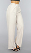Beige Wide Leg Pantalon met Streepjes Patroon