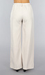 Beige Wide Leg Pantalon met Streepjes Patroon