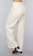 Beige Wide Leg Pantalon met Streepjes Patroon