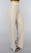 Beige Elastische Glitter Broek