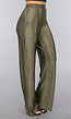 Gouden Wide Leg Pantalon met Glitter Steentjes