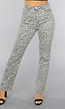 Grijze Straight Leg Hartjes Jeans met Hoge Taille