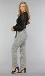 Grijze Straight Leg Hartjes Jeans met Hoge Taille