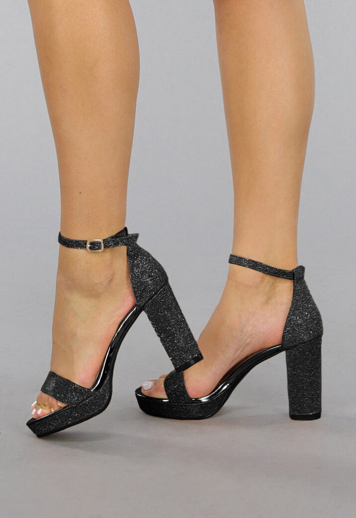 Peeptoe Sandaletten in Zwart met Glitters