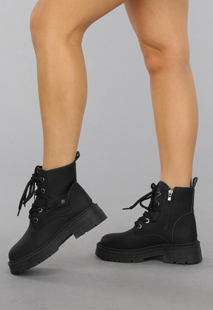 Chunky Zwarte Biker Boots
