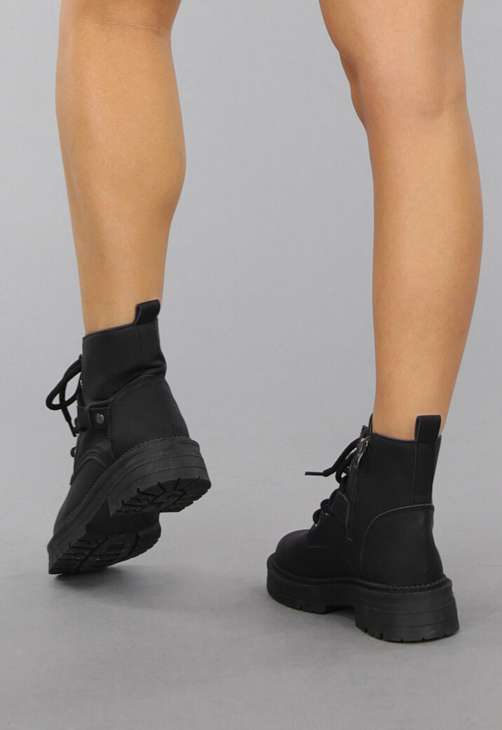 Chunky Zwarte Biker Boots