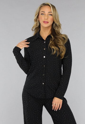 NEW0210 Zwarte Longsleeve Glitter Blouse