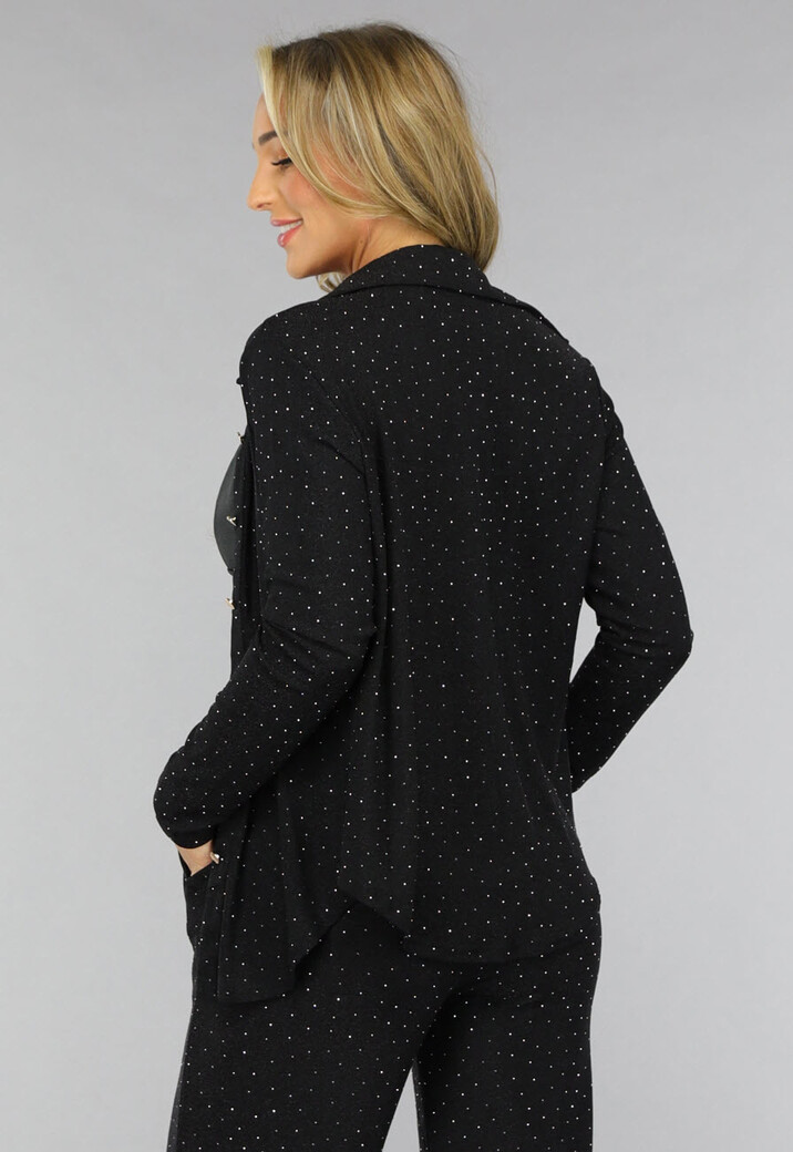 Zwarte Longsleeve Glitter Blouse