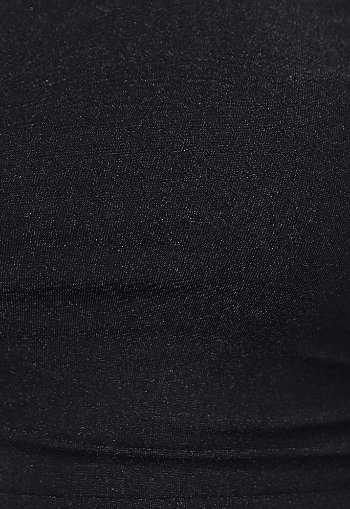 Zwarte Longsleeve Geplooide Top met Glitters