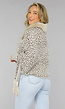 Beige Fluffy Panterprint Cardigan met Franjes