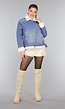 Lichtblauw Denim Teddy Biker Jasje