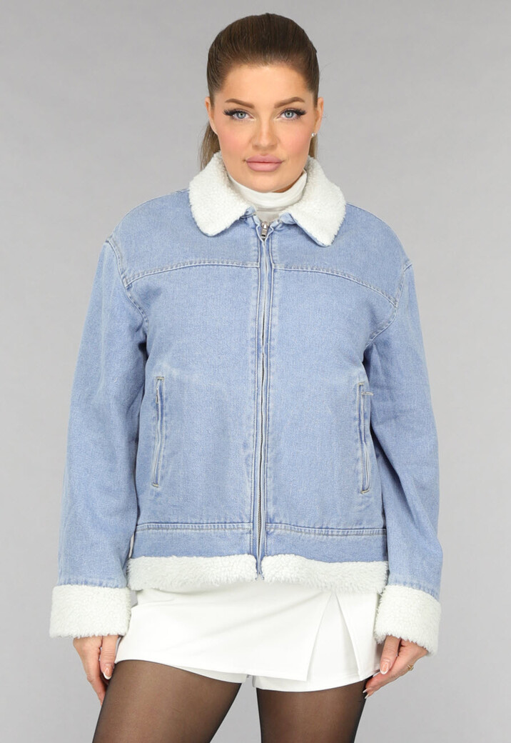 Lichtblauw Teddy Spijkerjasje