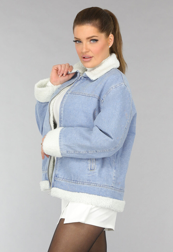 Lichtblauw Teddy Spijkerjasje