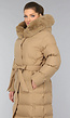 Lange Camel Winterjas met Capuchon