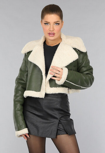 NEW0210 Donkergroene Cropped Lammy Coat