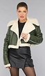 Donkergroene Cropped Lammy Coat