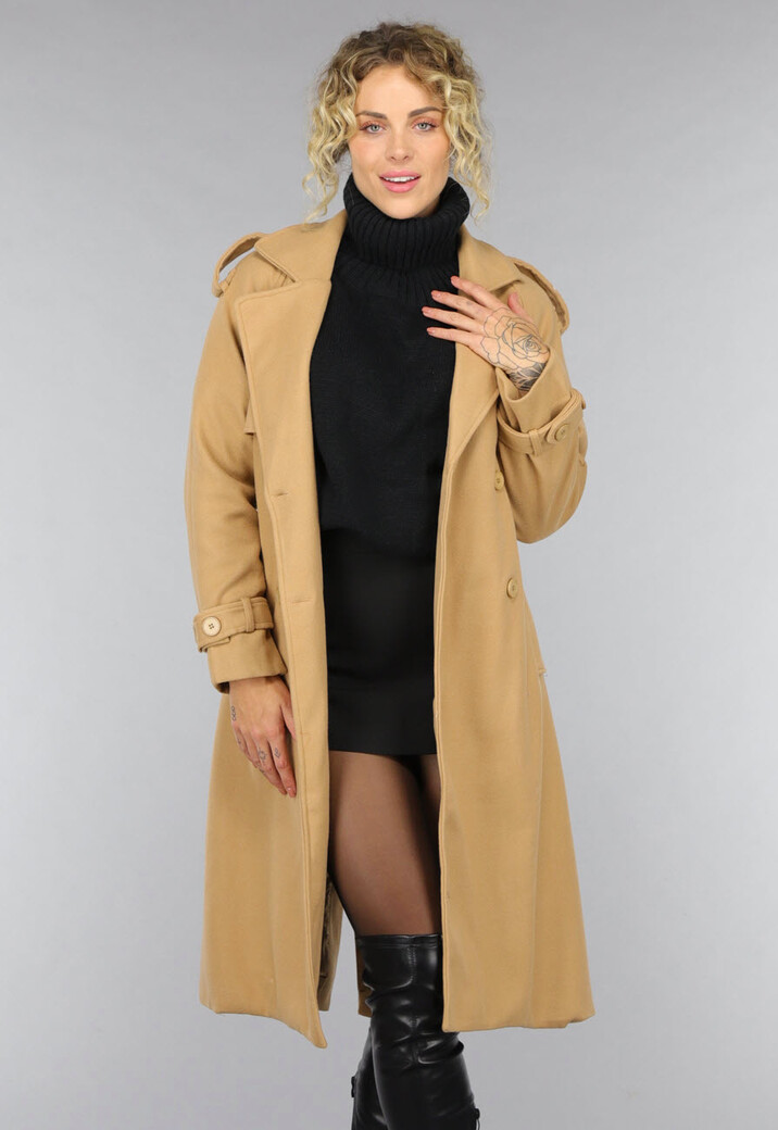 Camel Trenchcoat met Ceintuur