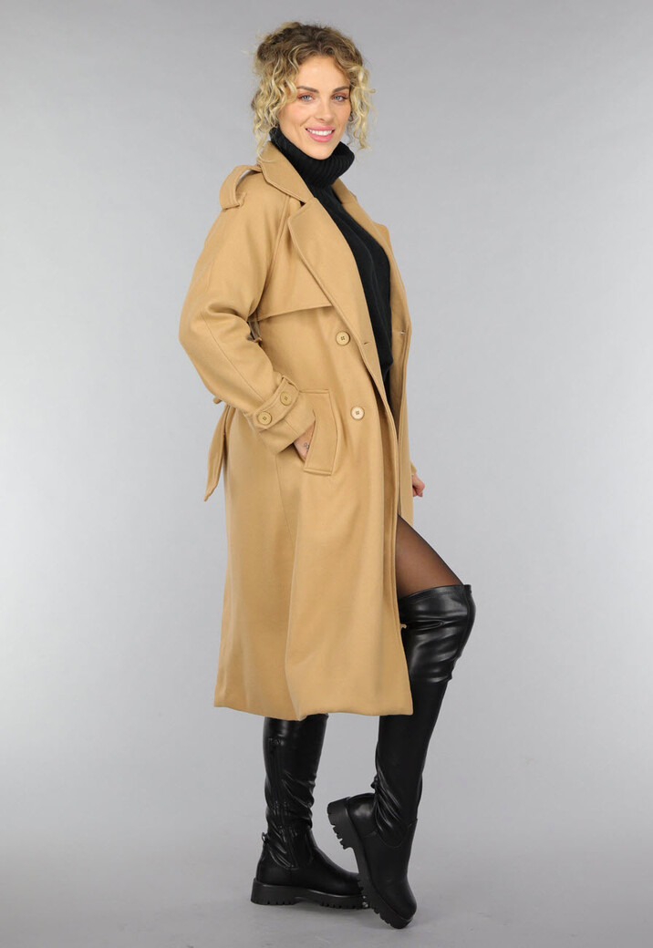 Camel Trenchcoat met Ceintuur