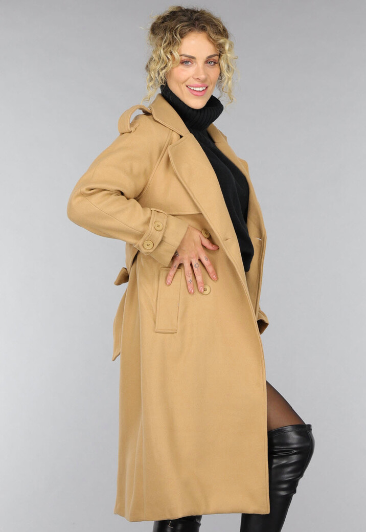 Camel Trenchcoat met Ceintuur