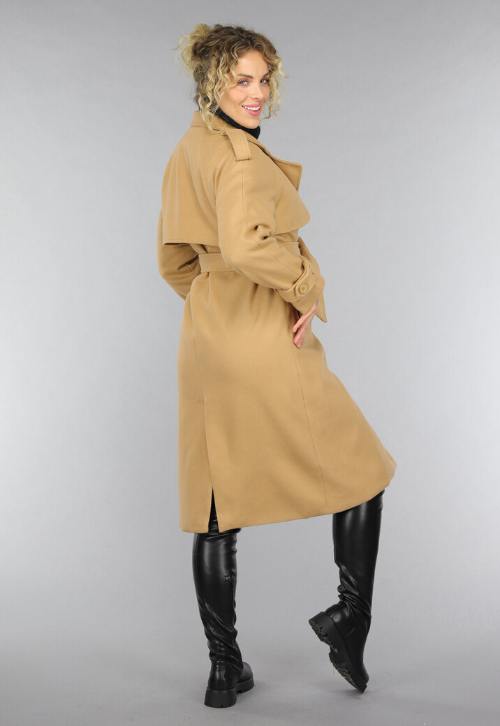 Camel Trenchcoat met Ceintuur