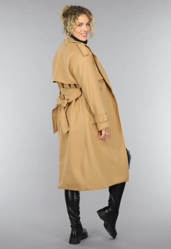 Camel Trenchcoat met Ceintuur