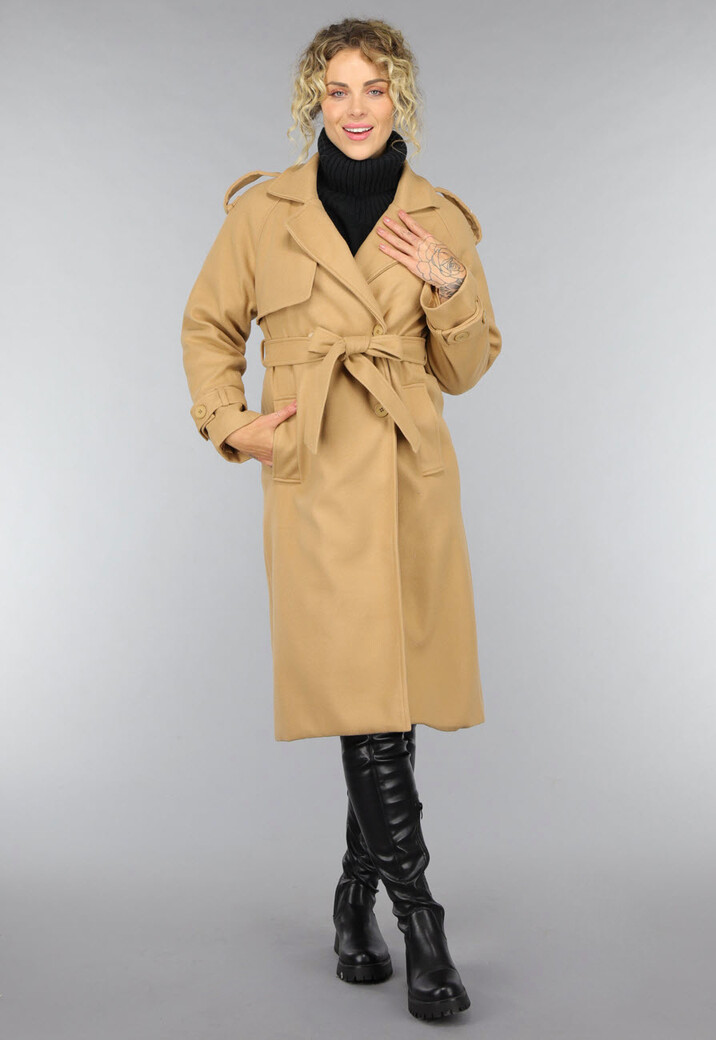 Camel Trenchcoat met Ceintuur