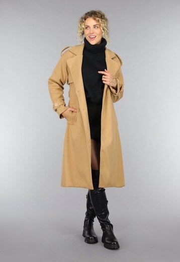 NEW0210 Camel Trenchcoat met Ceintuur