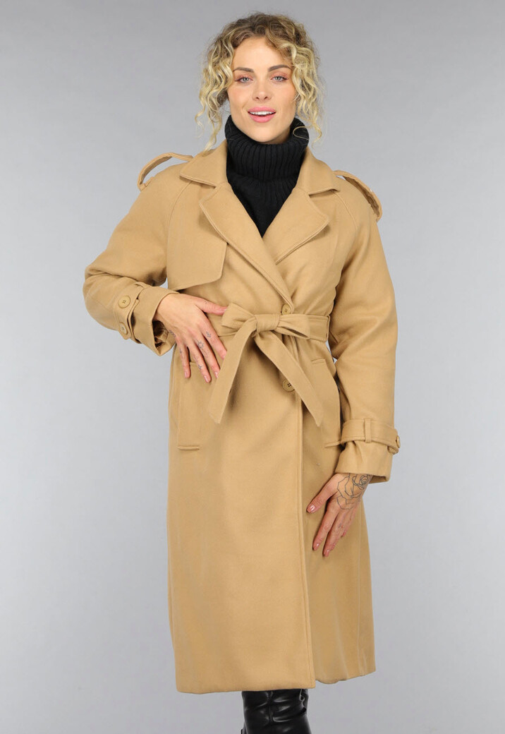 Camel Trenchcoat met Ceintuur