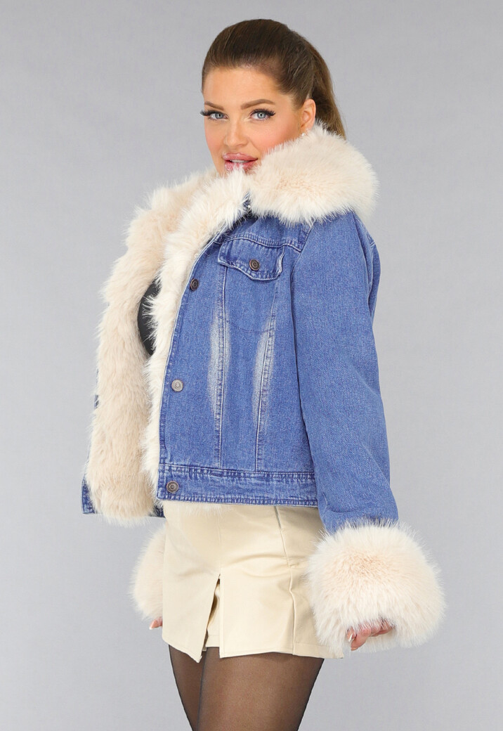 Blauwe Spijkerjas met Bontkraag