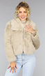 Taupe Faux Fur Jas