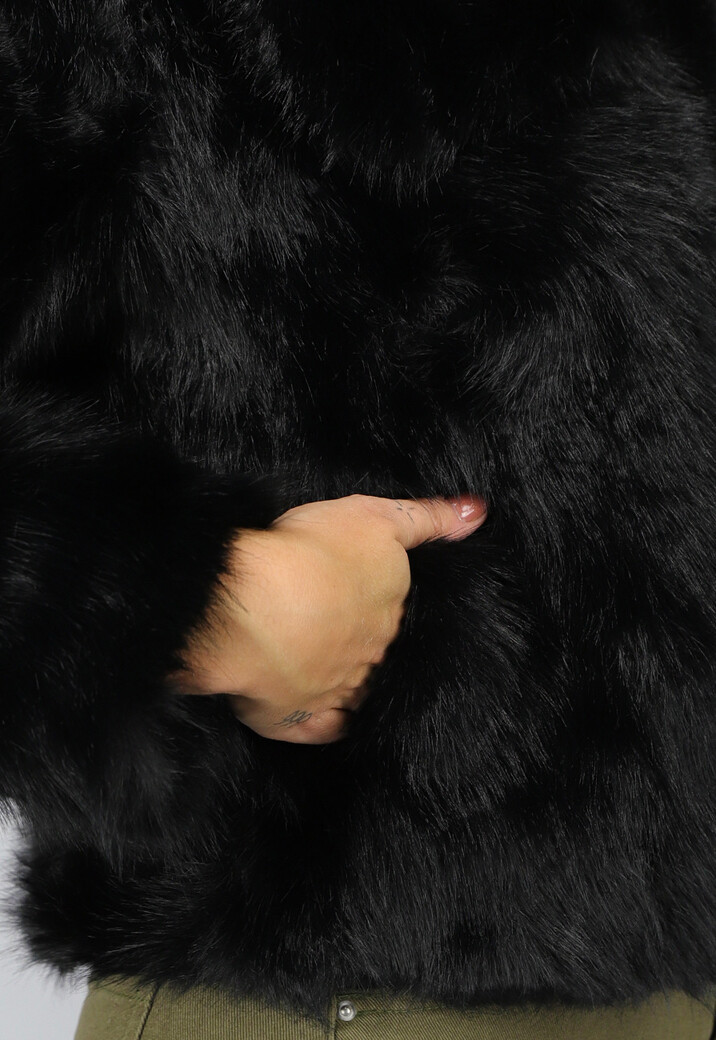 Zwarte Imitatie Bont Jas