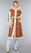 Camel Trenchcoat met Teddy Voering en Bontkraag