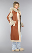 Camel Trenchcoat met Teddy Voering en Bontkraag