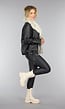 Zwarte Lederlook Faux Fur Biker Jas