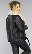 Zwarte Lederlook Faux Fur Biker Jas