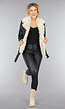 Zwarte Lederlook Faux Fur Biker Jas