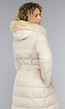 Beige Lange Winterjas met Bontkraag