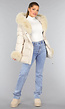 Beige Gewatteerde Faux Fur Winterjas