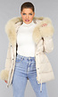 Beige Gewatteerde Faux Fur Winterjas