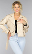 Beige Lederlook Jack met Riempjes