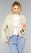 Kort Beige Faux Fur Jasje