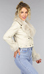 Kort Beige Faux Fur Jasje