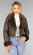 Kort Bruin Jasje met Faux Fur Details